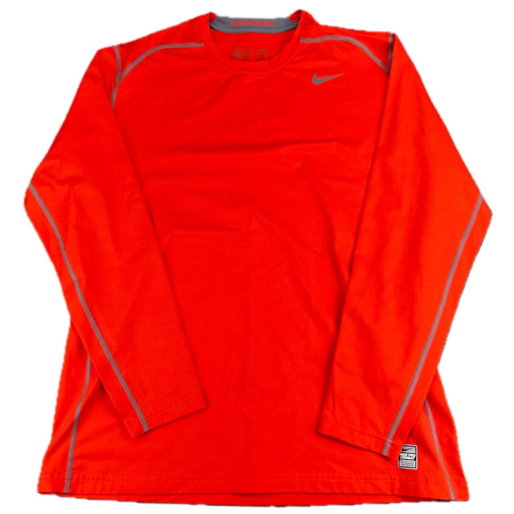 Nike Pro Combat Shirt Mens XXL Blaze Orange Hyperwarm Long Sleeve Fitted Dri-FIT